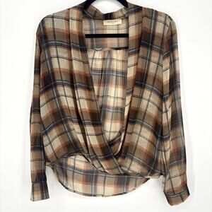 Sophie Rue Sheer Open-front Cowboy Plaid Top M